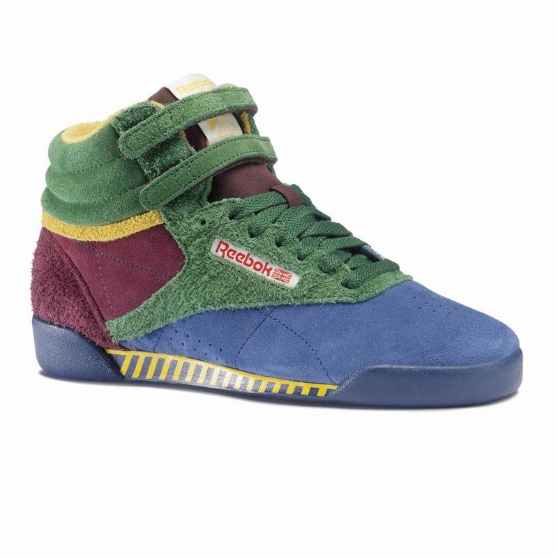 Reebok Freestyle Hi Tao Tenisky Chlapcenske - Modre/Bordove/Zelene BN8063GU